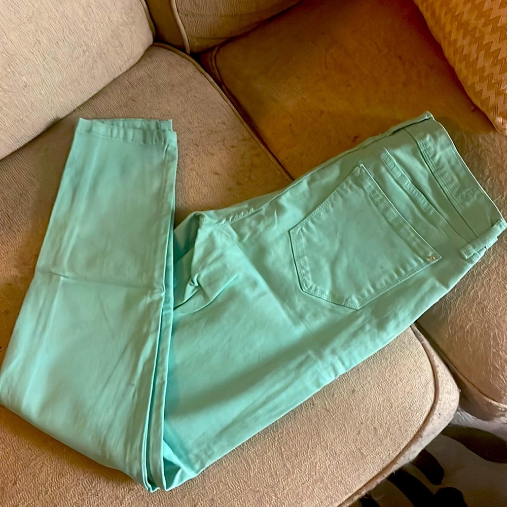 Skinny teal jeans